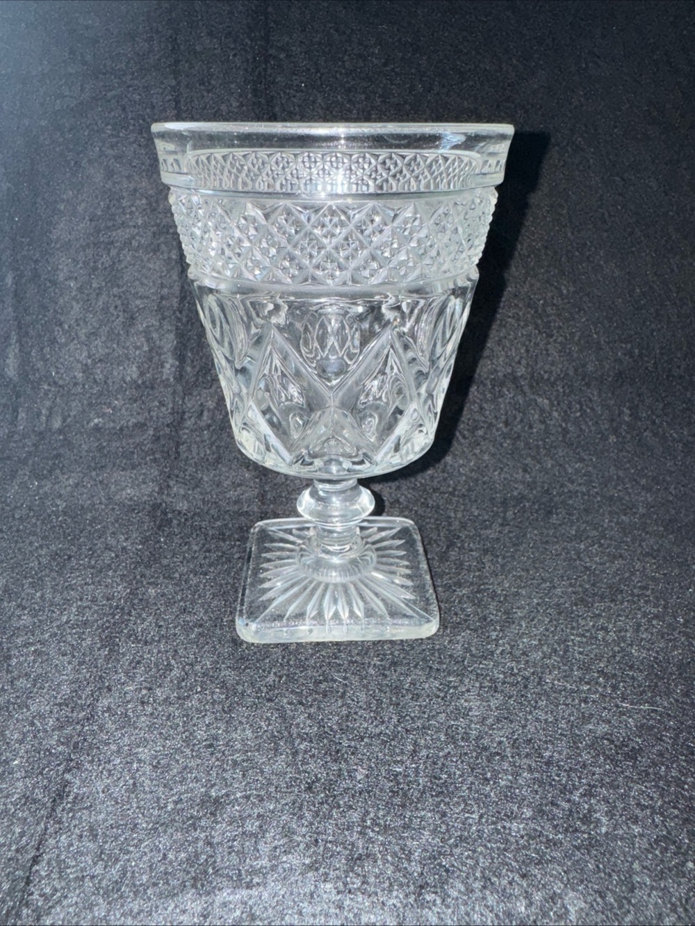 Vintage Imperial Glass Cape Cod Water Wine Goblet 6.5" Stemmed Square Base